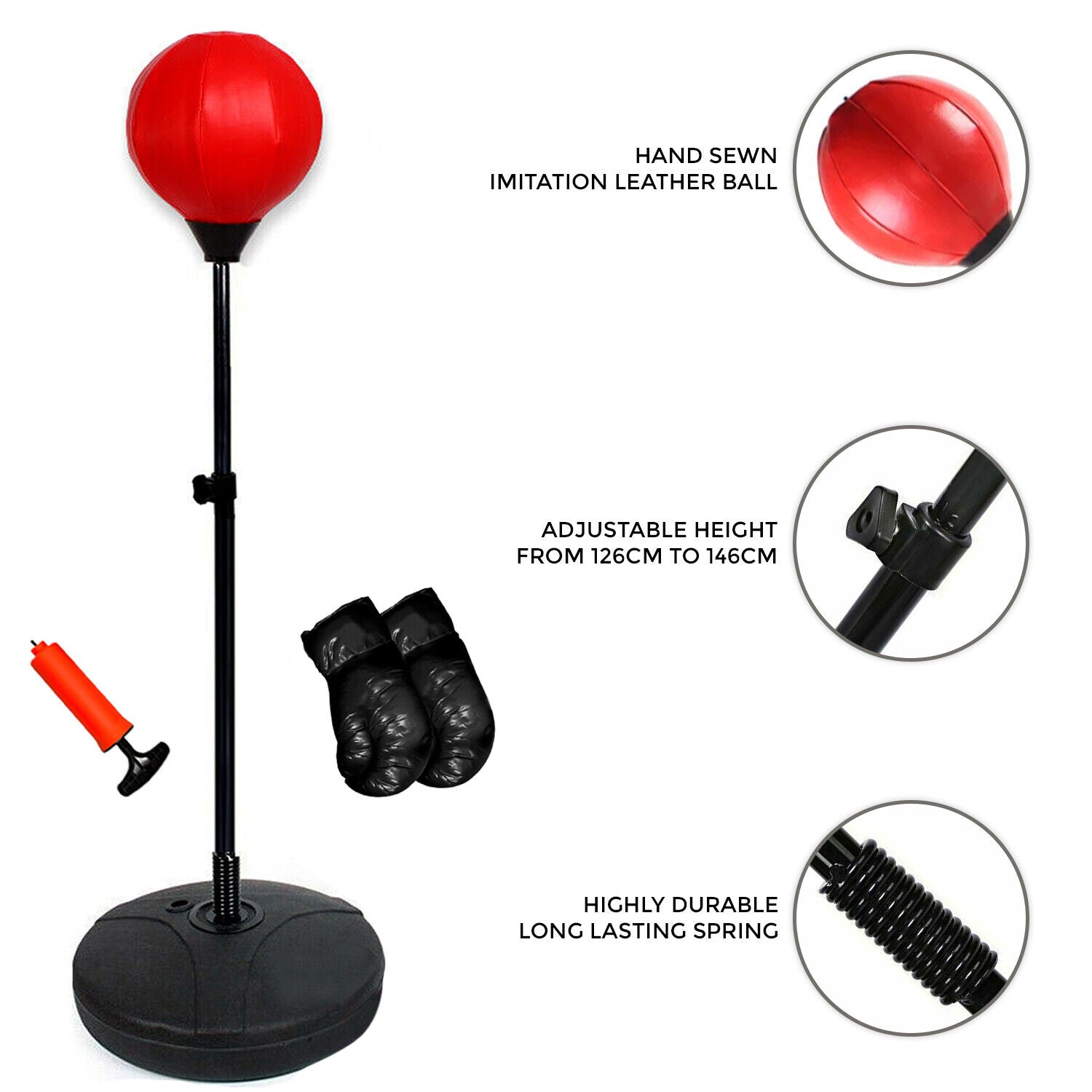 KIDS BOXING PUNCHING BALL GLOVES MITS SET SPORT FREE STANDING ADJUSTABLE GIFT