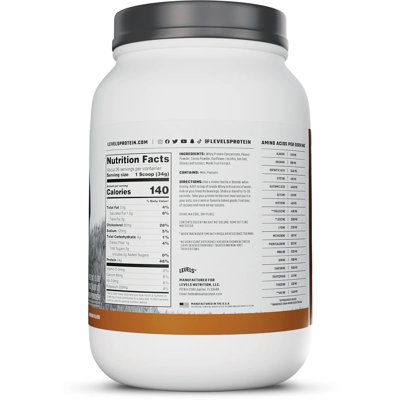 Grass Fed Whey Protein Powder, No Artificials, 24G of Protein, Chocolate Peanut Butter, 2LB