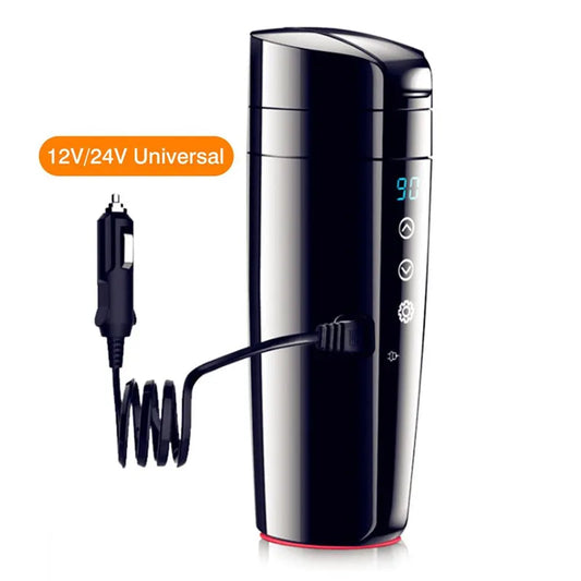 Portable Car Heating Cup Vacuum Electric Stainless Water Warmer Bottle Kettle Coffee Tea Mug LCD Display Temperature Smart Mugs