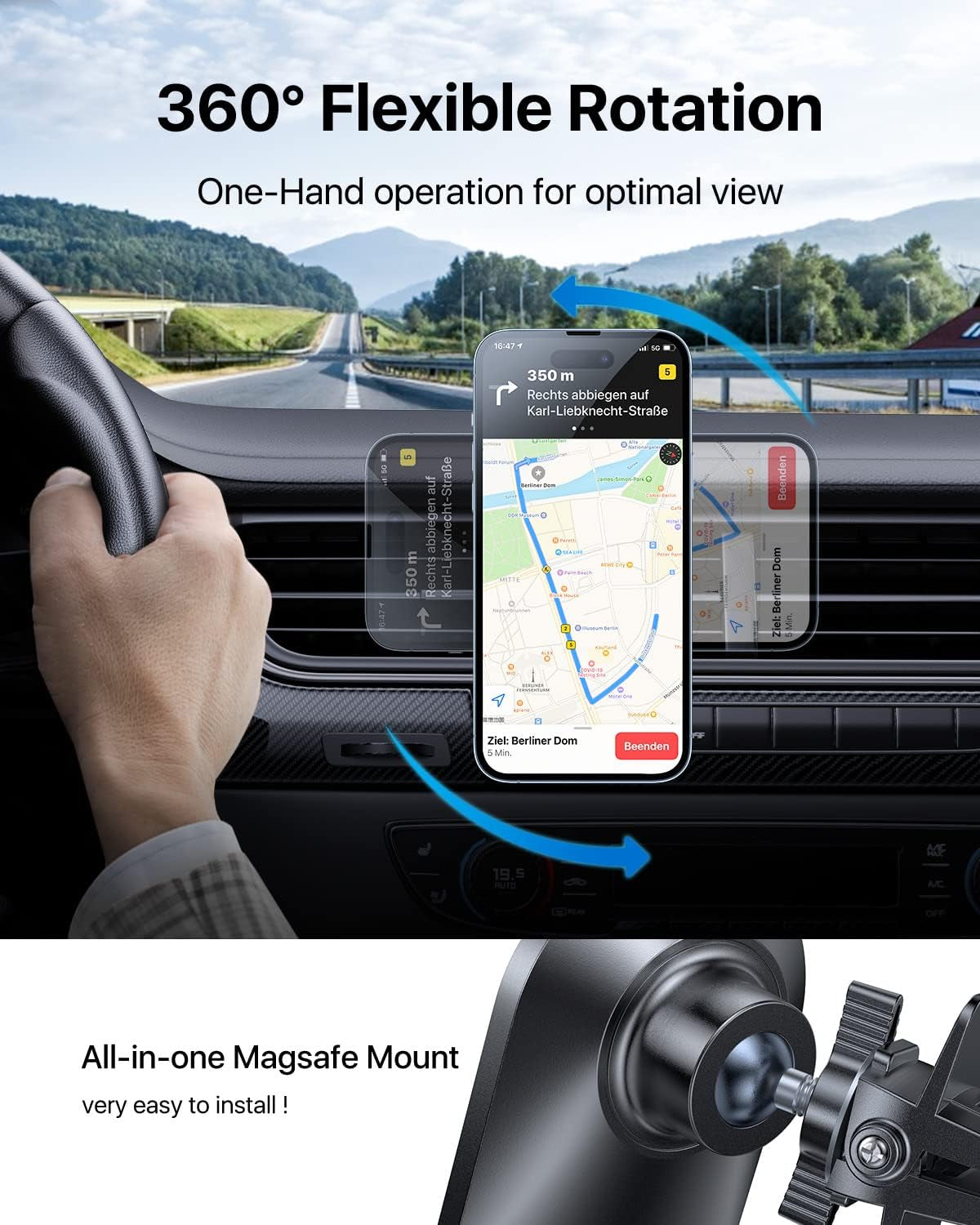 Upgraded for Magsafe Car Mount Pro [Strongest Magnet, Big Phone Friendly] Magnetic Phone Holder for Car Vent Stable Cell Phone Car Holder Mount for Iphone 16 15 14 13 Pro Max Samsung S24 S23