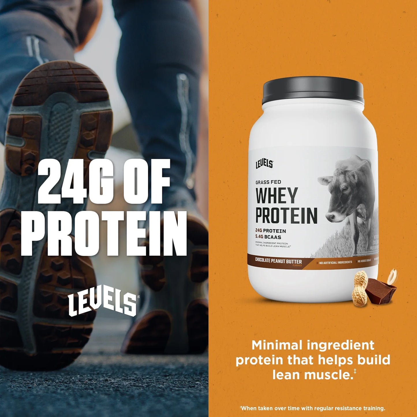 Grass Fed Whey Protein Powder, No Artificials, 24G of Protein, Chocolate Peanut Butter, 2LB