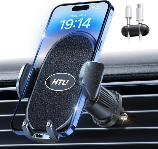 【Military-Grade】Car Phone Holder,【Strongest & Longest Steel-Hook】Car Vent Mount, Handsfree 360° Adjustable Automobile Cradle Air Clip Stand for Iphone 16 15 14 13 12 Pro Max Samsung Universal, Black