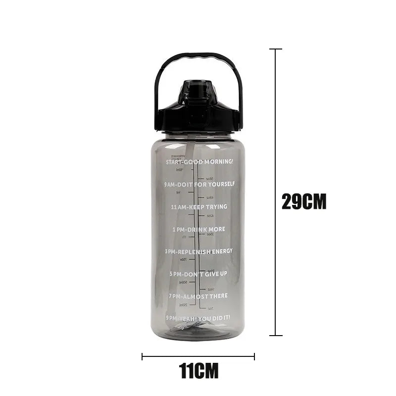 2 Liters Straw Plastic Water Bottle Large Portable Travel Bottle