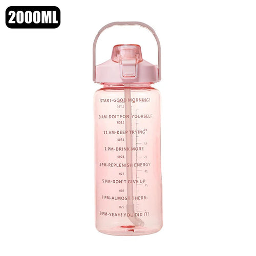 2 Liters Straw Plastic Water Bottle Large Portable Travel Bottle