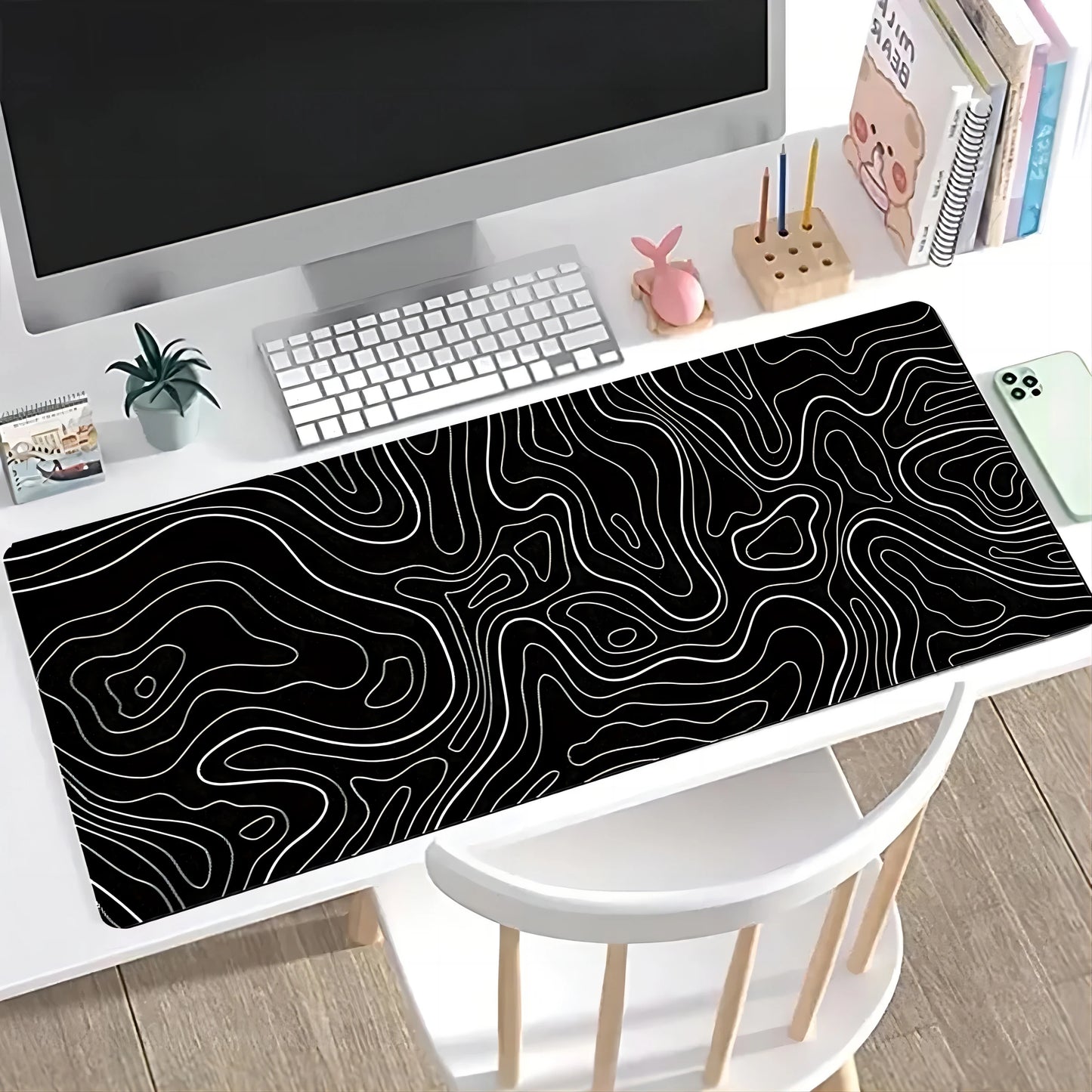 1Pcs Gaming Mouse Pad Large Keyboard Pad 31.5 x 11.8in Topographic