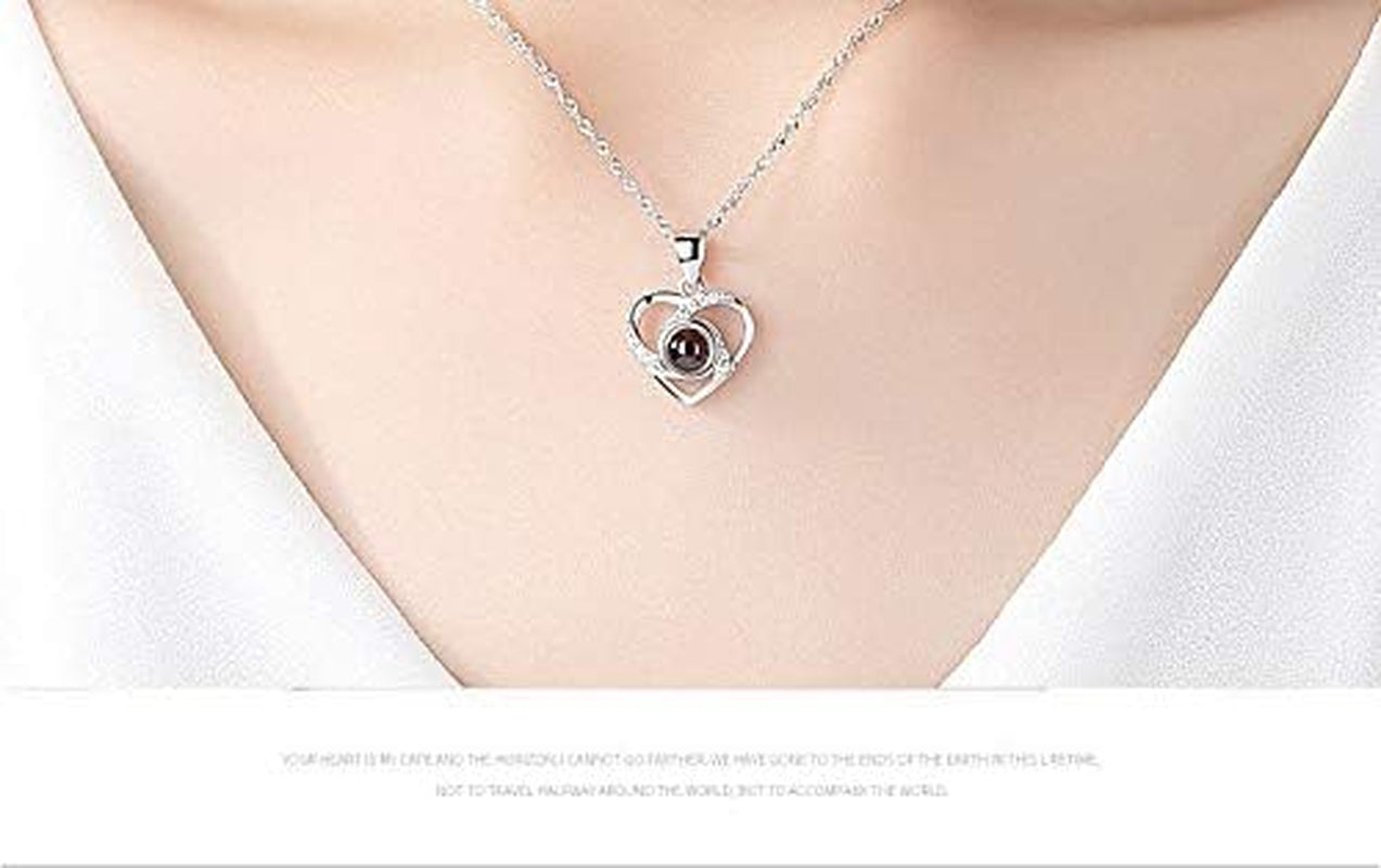 Mothers Day Flower Gifts for Her, Preserved Real Flower Rose with Silver-Tone Heart Necklace I Love You in 100 Languages Gift Set, Enchanted Flower Rose Gifts, Blue