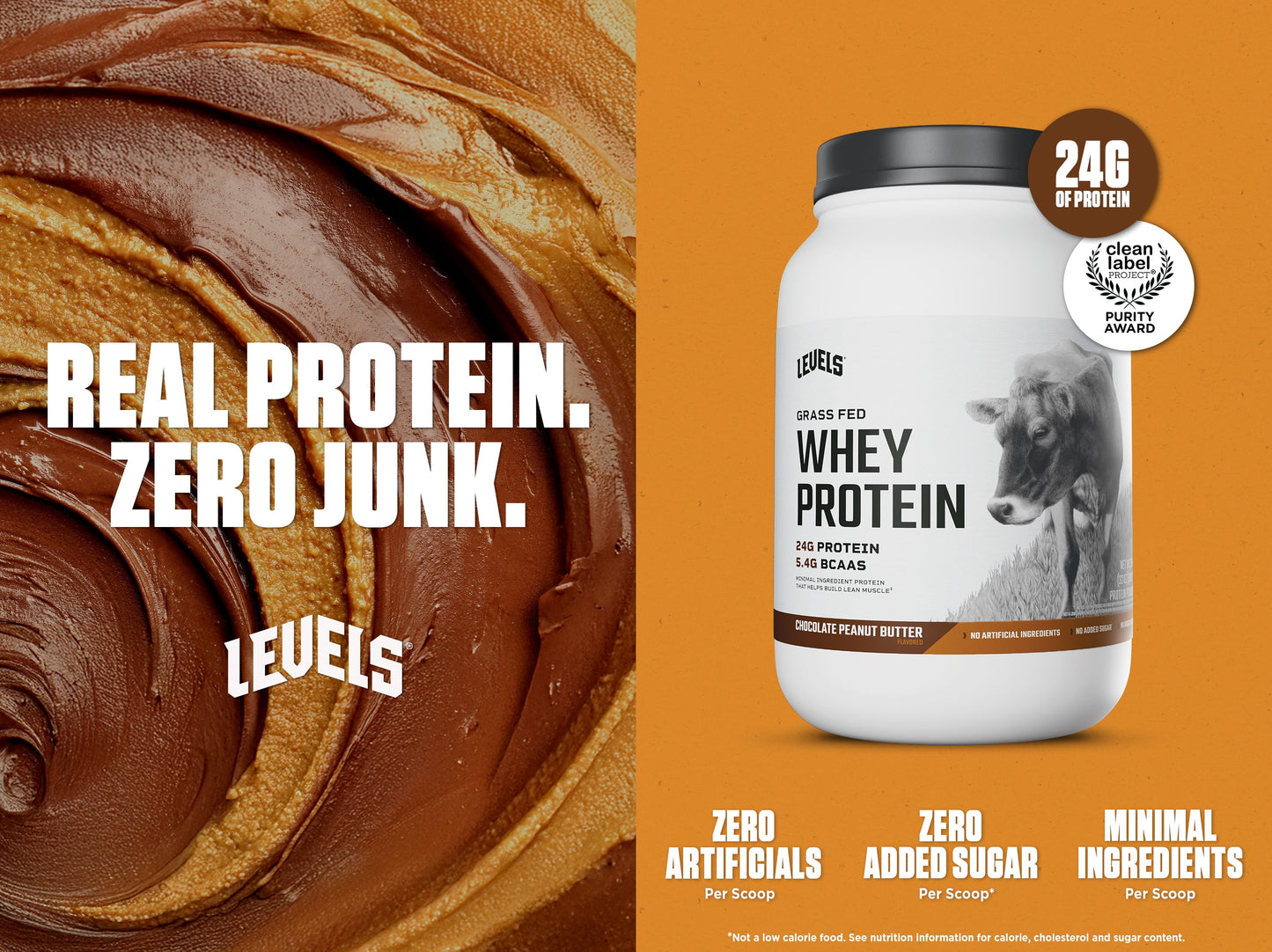 Grass Fed Whey Protein Powder, No Artificials, 24G of Protein, Chocolate Peanut Butter, 2LB